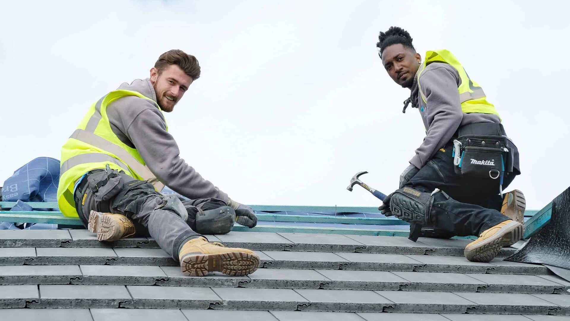 Professional roofing team